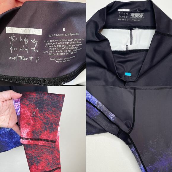 Vie Active Rockell Ocean Galaxy Ombre Mid Rise Full Length Leggings Tights Small - Picture 12 of 14